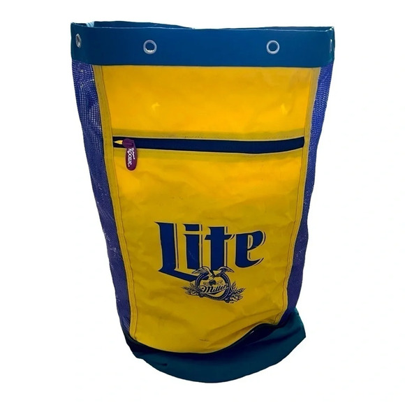 Vintage Miller Lite 90's Multicolor Mesh Koozie Bucket Cooler Bag - Picture 1 of 8